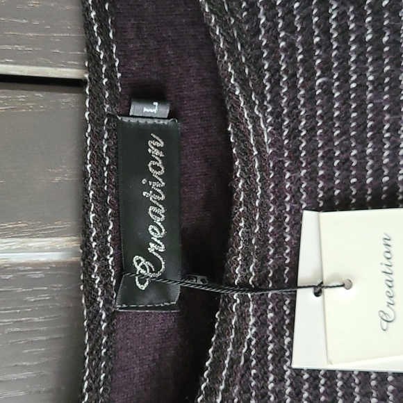 CREATION Striped Asymmetrical Hem 3/4 Sleeve Gray Tunic Top Size SM NWT - Picture 4 of 7